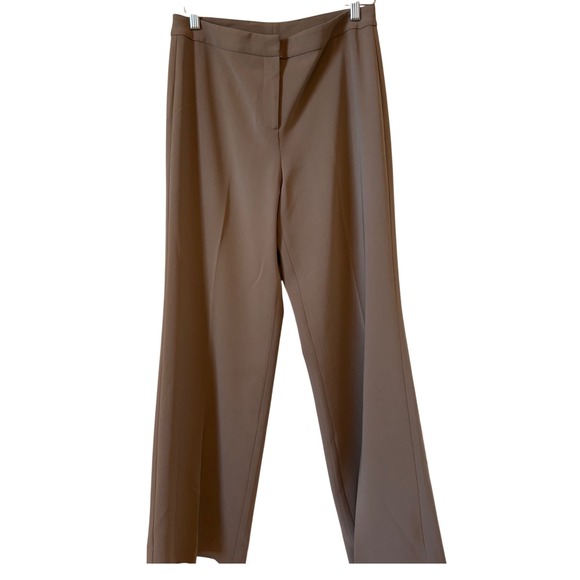 St. John Wide Leg Dress Pants Taupe Brown Crepe Trousers‎ Size 6